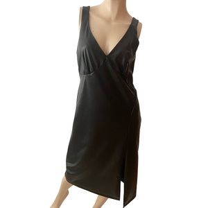 Avec Les Filles- faux leather black midi dress- medium